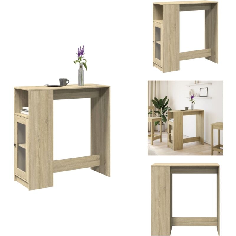 Vidaxl - Table de bar avec étagères chêne sonoma bois d'ingénierie - Table De Bar - Tables De Bar - Table De Pub - Table De Bar De Cuisine