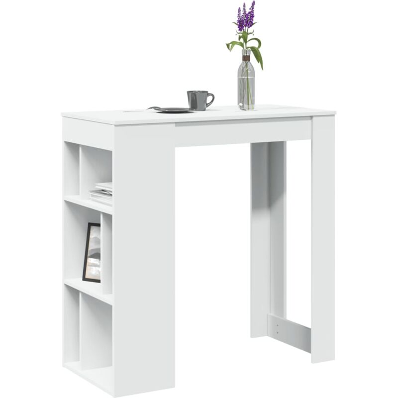 Vidaxl - Table de bar avec étagères blanc bois d'ingénierie