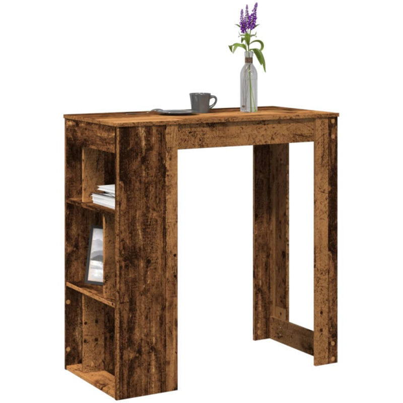 Vidaxl - Table de bar avec étagères vieux bois bois d'ingénierie