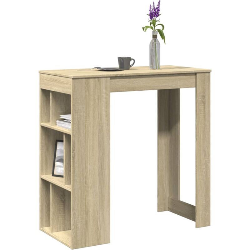 Table de bar avec étagères chêne sonoma bois d'ingénierie Vidaxl