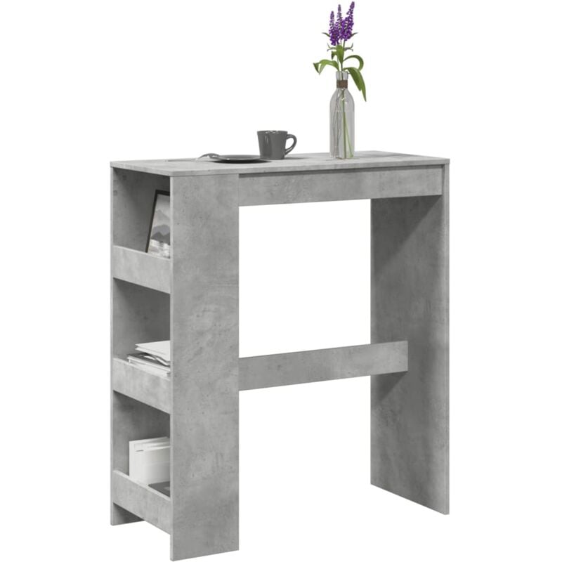 Vidaxl - Table de bar avec étagères gris béton bois d'ingénierie