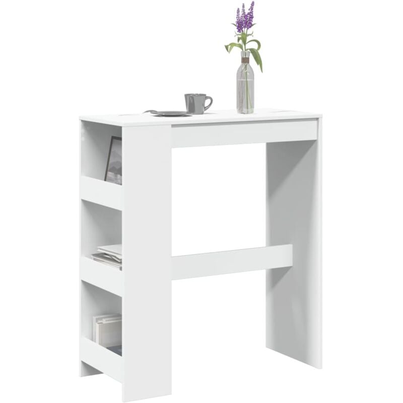 Vidaxl - Table de bar et étagères blanc 90x40x103,5 cm bois d'ingénierie