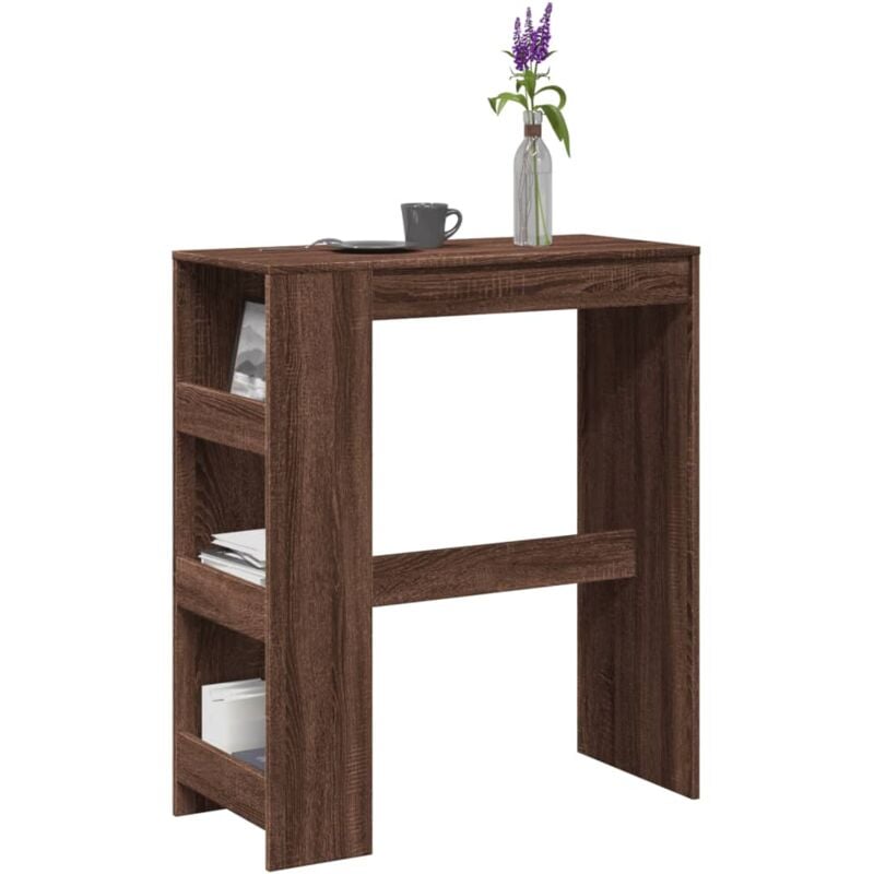 Vidaxl - Table de bar avec étagères chêne marron bois d'ingénierie