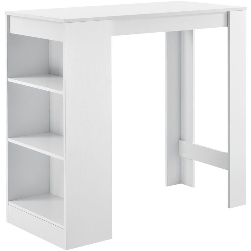 Helloshop26 - Table de bar avec rangement bistro haut 3 étagères 110 cm blanc