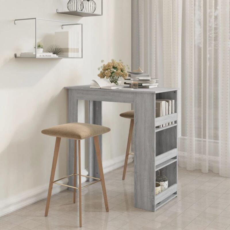 Vidaxl - Table de bar avec rangement sonoma gris bois d'ingénierie