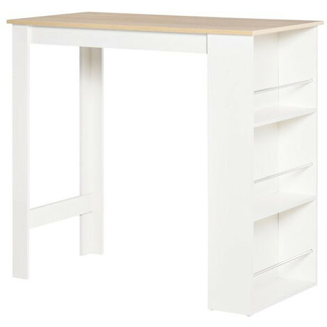 Table de bar avec rangement BRUGES blanche