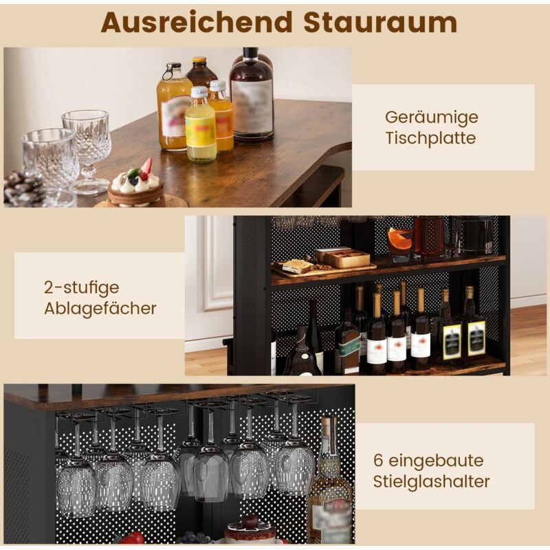 Table de bar avec rangement et repose pieds structure en metal