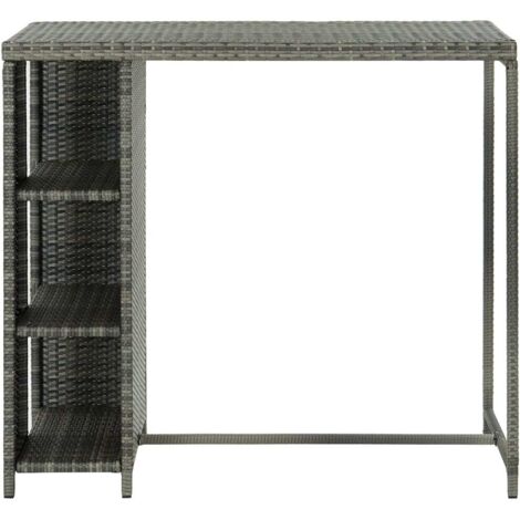 Table de bar avec rangement Gris 120x60x110 cm Résine tressée