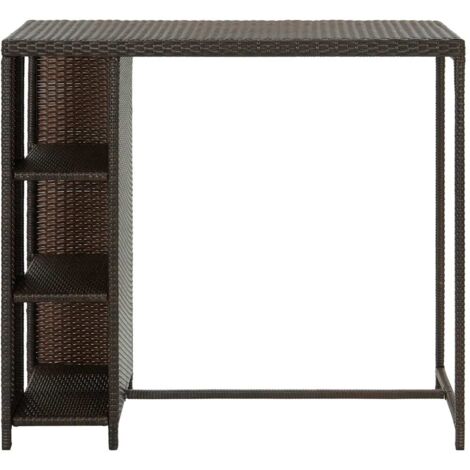 Table de bar avec rangement Marron 120x60x110 cm Résine tressée