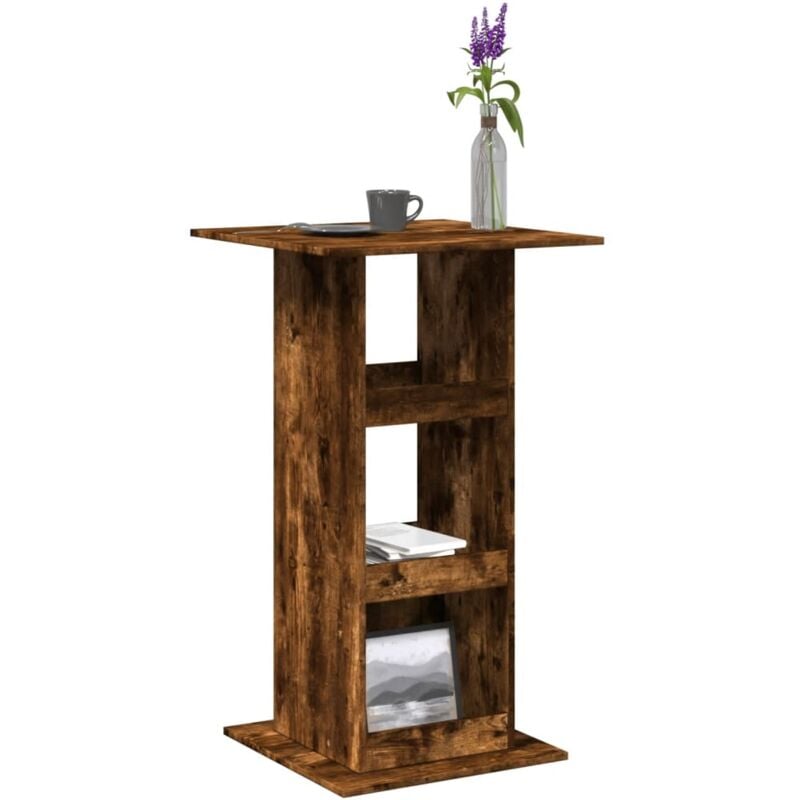 Vidaxl - Table de bar avec rangement chêne fumé bois d'ingénierie
