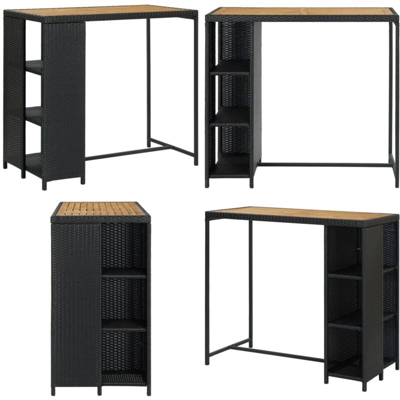 Vidaxl - Table de bar avec rangement Noir 120x60x110 cm Résine tressée - Table De Bar - Table Bistrot - Table à Manger - Table Design - Table Avec