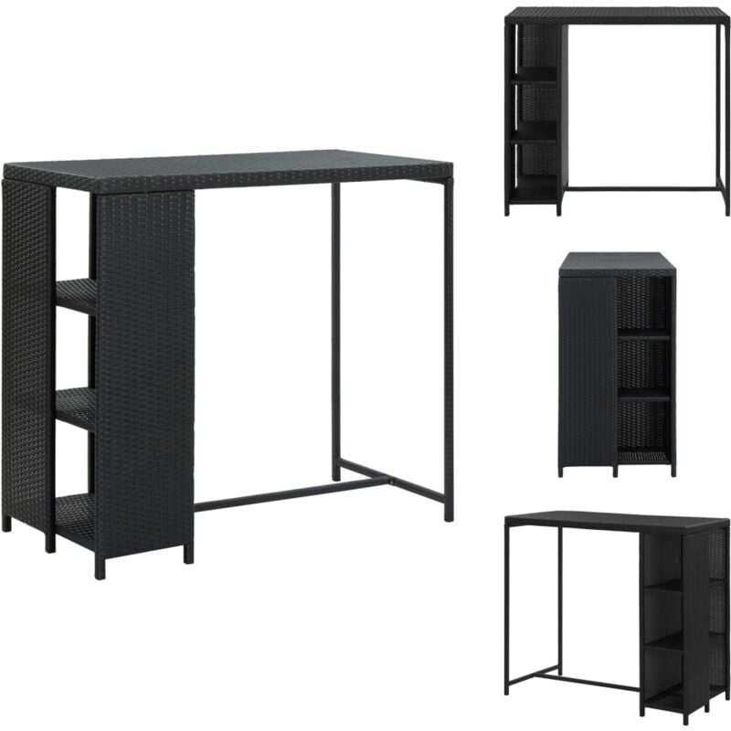 Vidaxl - Table de bar avec rangement Noir 120x60x110 cm Résine tressée - Table De Bar - Table Haute - Table Bistrot - Table Avec Rangement - Table