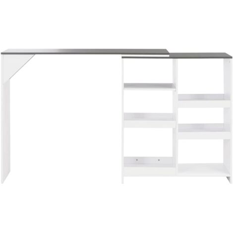 Table de bar avec tablette amovible Blanc 138x39x110 cm