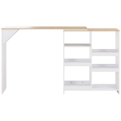Table de bar avec tablette amovible Blanc 138x39x110 cm