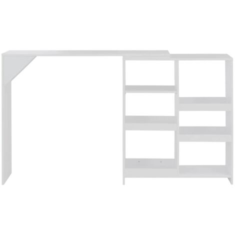 Table de bar avec tablette amovible Blanc 138x39x110 cm
