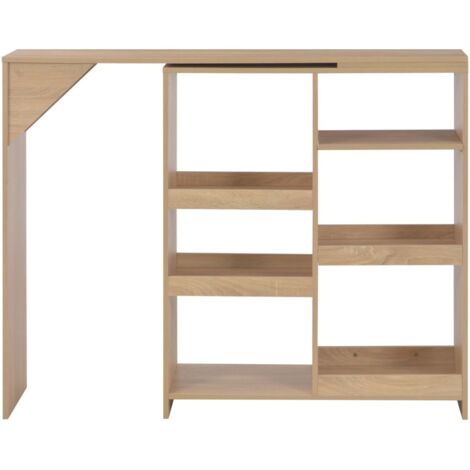 Table de bar avec tablette amovible Chêne 138x39x110 cm