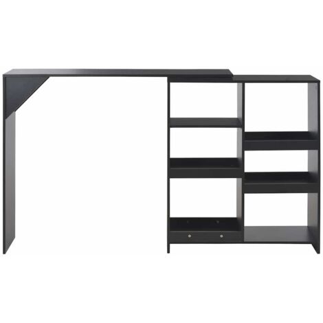 Table de bar avec tablette amovible Noir 138x39x110 cm