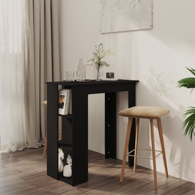 Vidaxl - Table de bar avec étagère Noir 102x50x103,5 cm Aggloméré