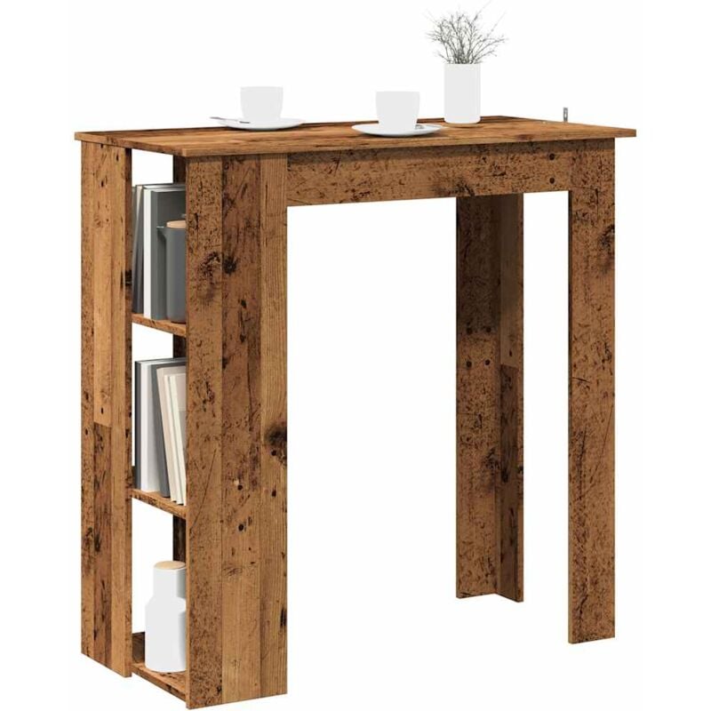 Vidaxl - Table de bar avec étagère vieux bois bois d'ingénierie