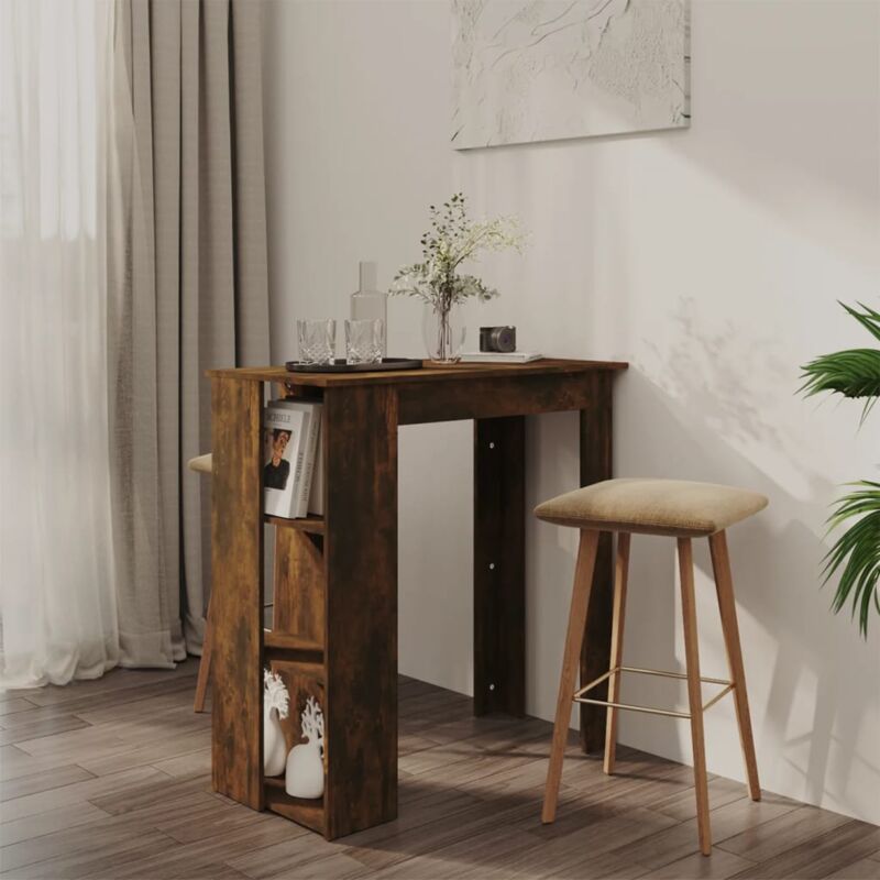Vidaxl - Table de bar avec étagère Chêne fumé 102x50x103,5 cm Aggloméré