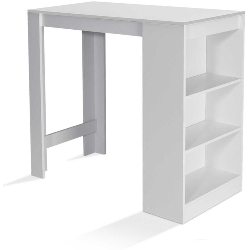 Idmarket - Table de bar barth 2 à 4 personnes bois blanc plateau blanc