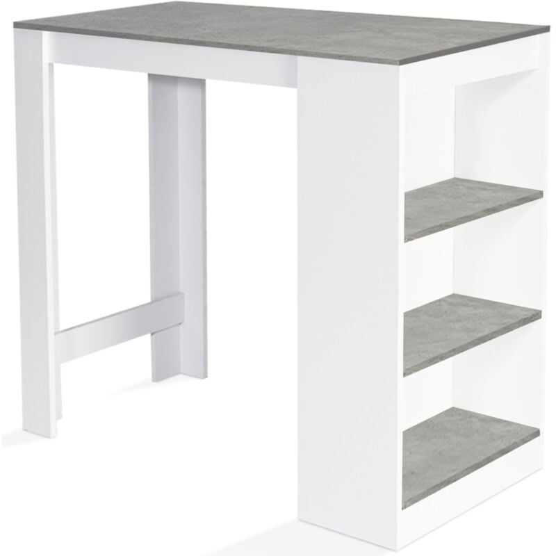 Idmarket - Table de bar barth 2 à 4 personnes bois blanc plateau effet béton