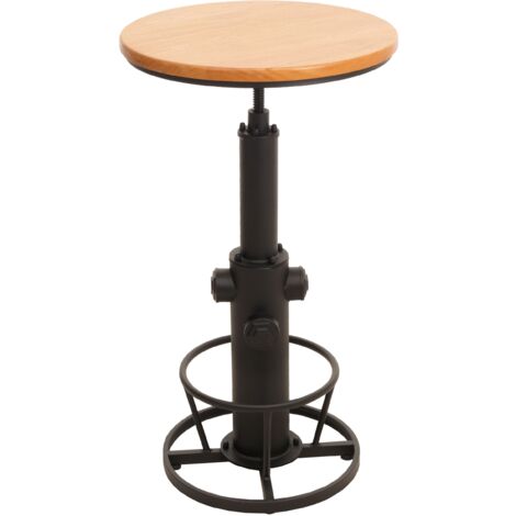 Table de bar bistro comptoir réglable en hauteur repose-pieds siège rotatif design industriel bois diamètre 61 cm 040008516