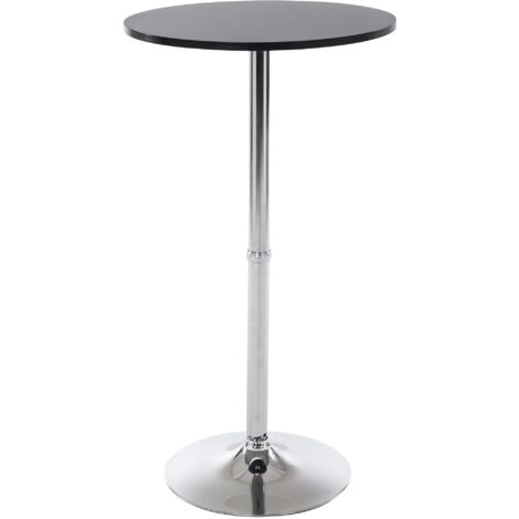 Table de bar bistrot plateau rond diamètre 60 cm en bois noir cadre en métal 100005590