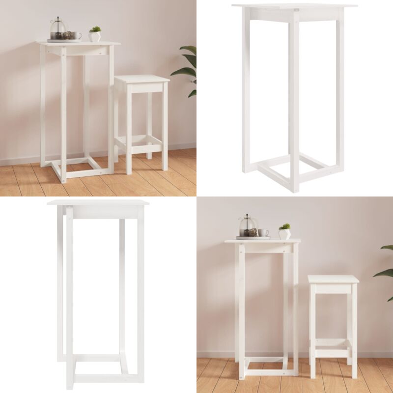 Vidaxl - Table de bar Blanc 60x60x110 cm Bois massif de pin - Table De Bar - Table Bistro - Table Reception - Table Design - Table Blanche - Home &