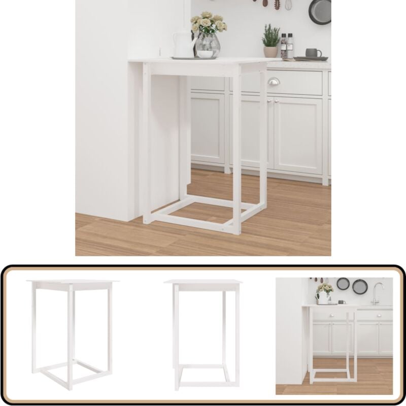 Vidaxl - Table de bar Blanc 80x80x110 cm Bois massif de pin - Table De Bar - Table Basse - Table En Bois - Table Rectangulaire - Mobilier De Salon