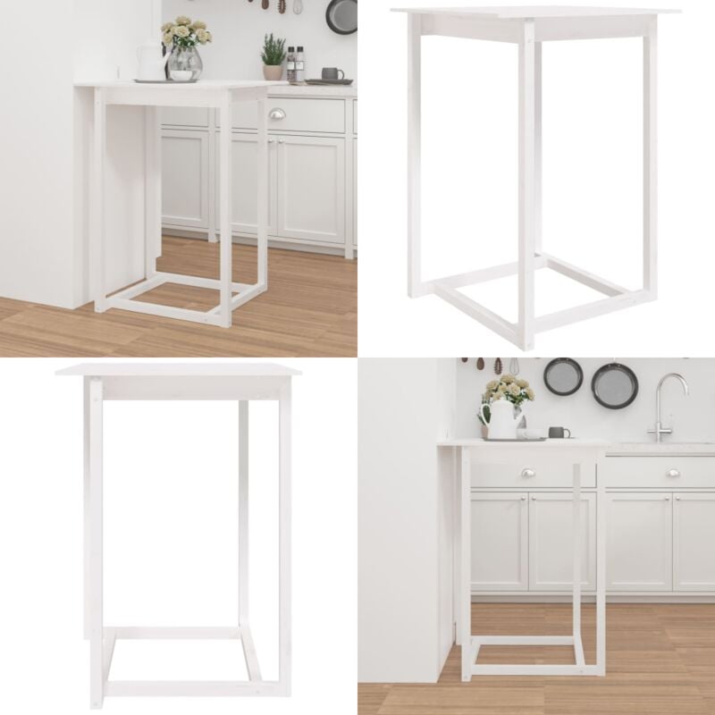 Vidaxl - Table de bar Blanc 80x80x110 cm Bois massif de pin - Table De Bar - Table Basse - Table En Bois - Table Rectangulaire - Mobilier De Salon
