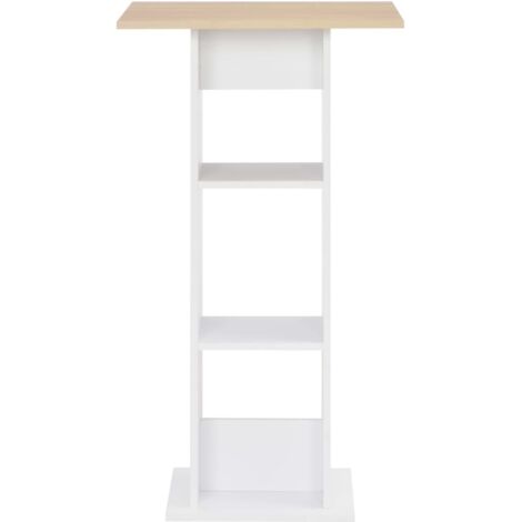 Table de bar Blanc et chêne Sonoma 60x60x110 cm