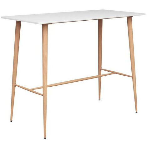 Table de bar bois blanc et pieds métal bois clair Locko 120cm