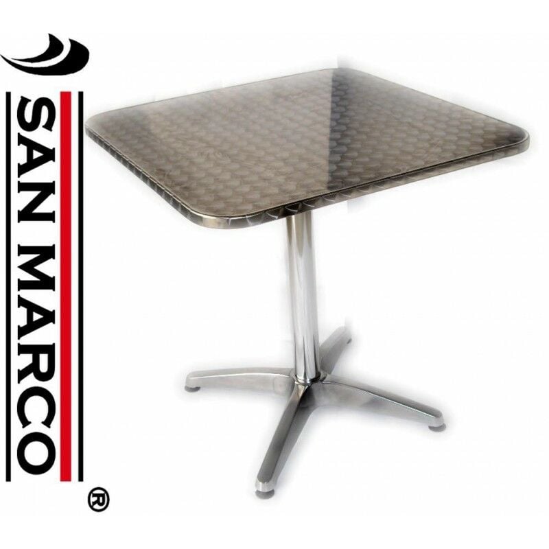 San Marco - Table de bar carre en aluminium semi-brillant