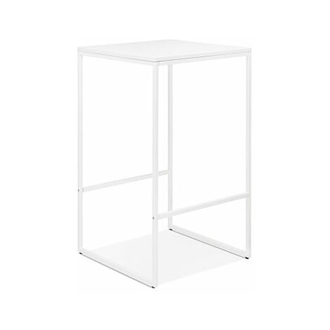 Table de bar carrée 60x102 cm en bois et métal blanc