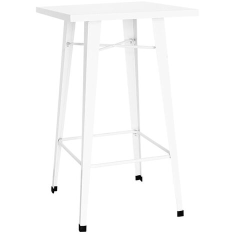 Table de bar carrée acier blanc Kontoir 60 cm