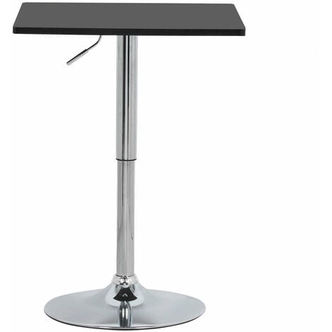 Table de bar carrée avec piétement trompette réglable en hauteur noir - Noir