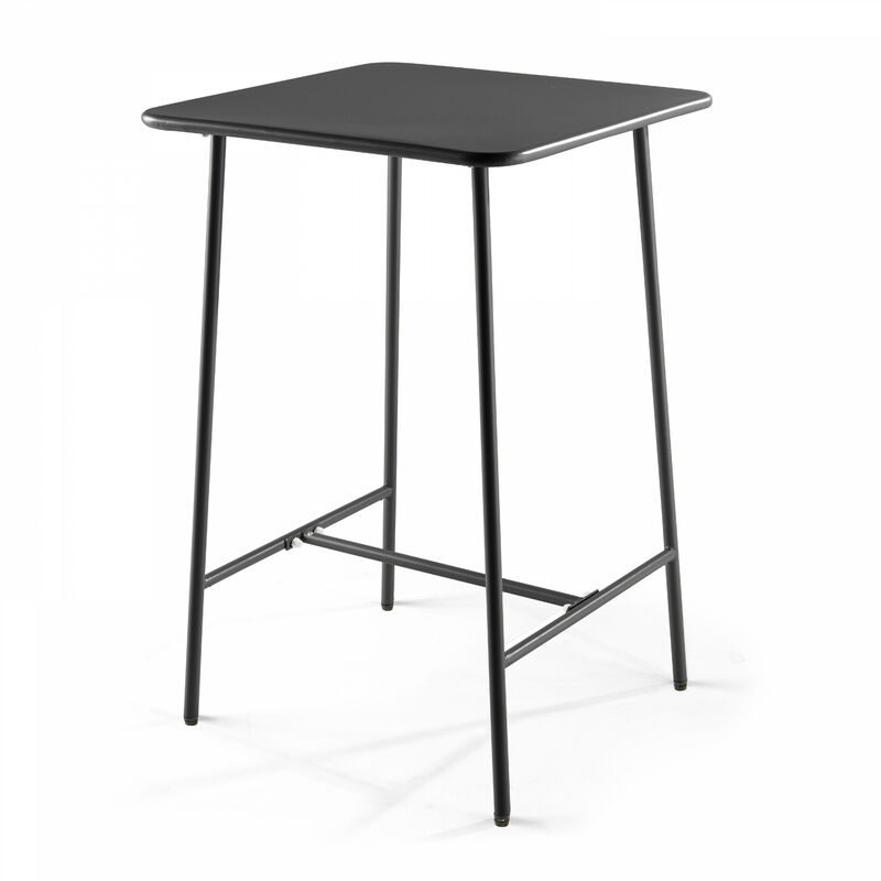 Oviala - Table de bar carrée en acier gris anthracite - Palavas