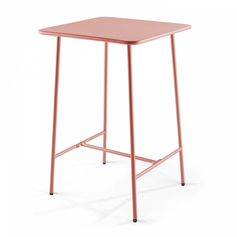 Oviala - Table haute de jardin carrée en acier argile 70cm - Palavas