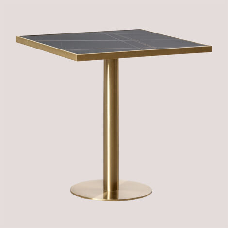 Table de Bar Carrée en Grès (70x70 cm) Manhattan SKLUM Noir - Noir