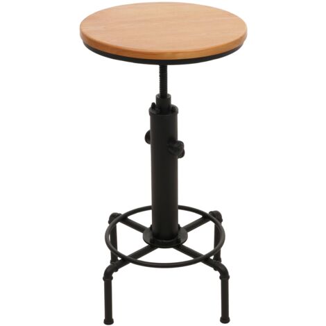 Table de bar comptoir bistro réglable en hauteur repose-pieds siège rotatif en acier et bois diamètre 50 cm 040008521