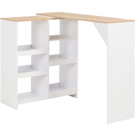 Table de bar Comptoir de Cuisine, Table de Cuisine, avec tablette amovible Blanc 138x39x110 cm Chic-286613