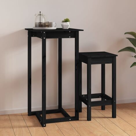 Table de bar Comptoir de Cuisine, Table de Cuisine, Noir 60x60x110 cm Bois massif de pin Chic-301280 - Noir