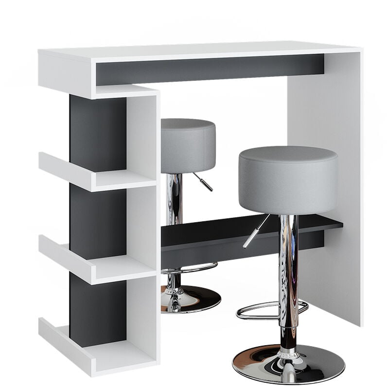 Vicco - Set de table de bar Dana, Blanc, 108 x 50 cm avec 2 tabourets de bar