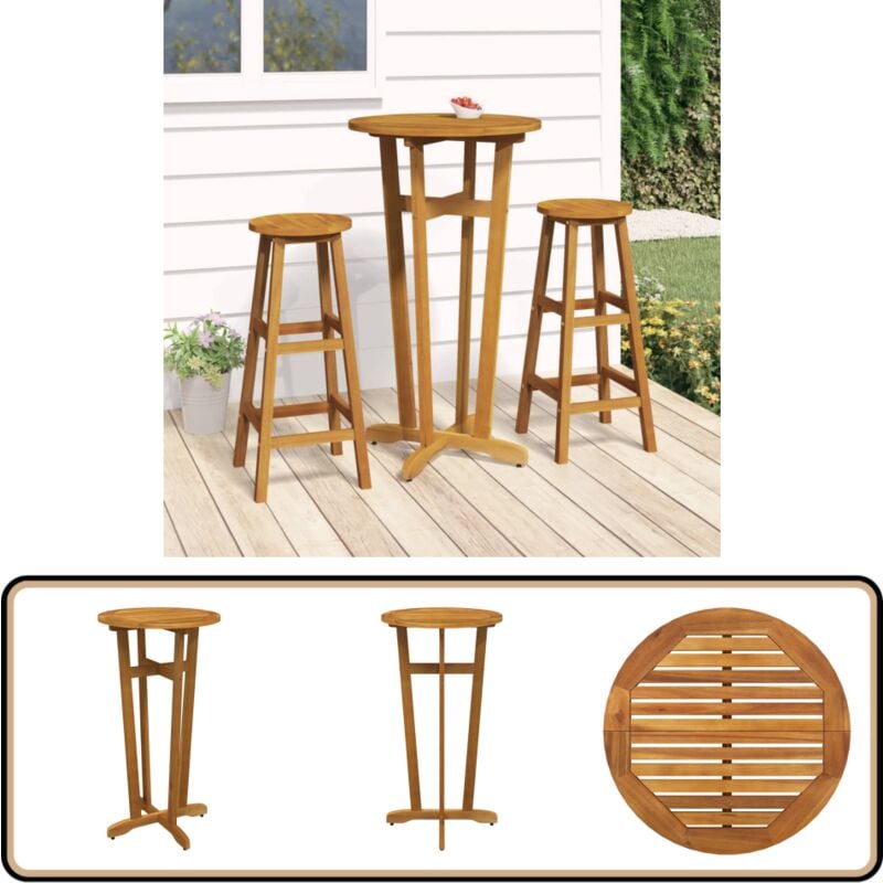 Table de bar de jardin Ø60x105 cm Bois d'acacia solide - Table De Bar - Table De Jardin - Acacia - Meubles De Jardin - Table Bistro