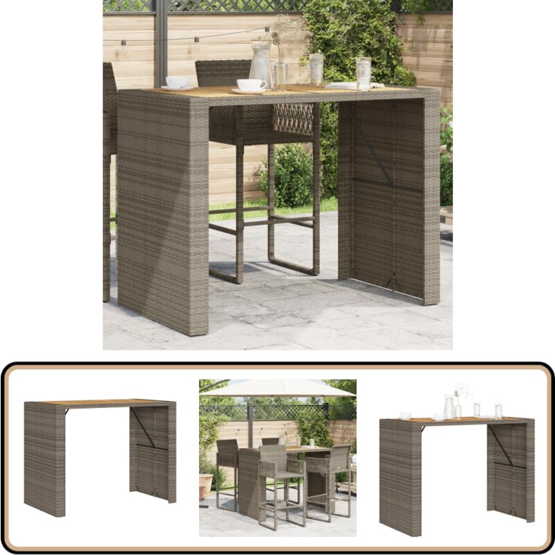 Table de bar de jardin et dessus en bois acacia résine tressée - Table De Jardin - Table Bar - Mobilier De Jardin - Table Extérieure - Table Patio