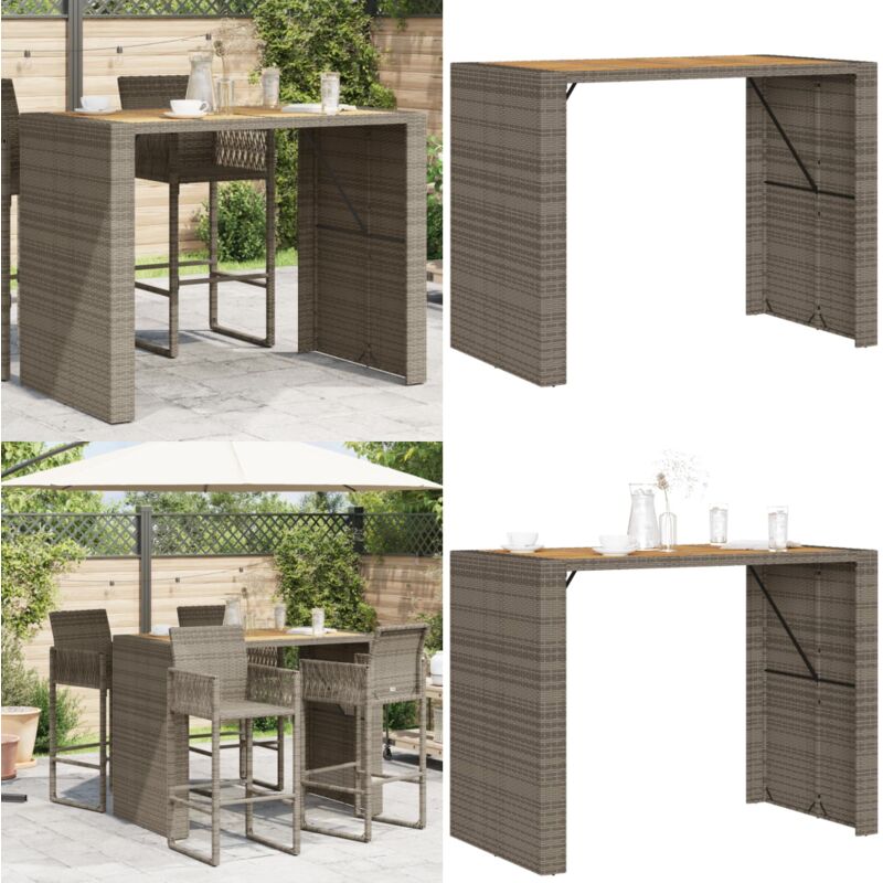 Table de bar de jardin et dessus en bois acacia résine tressée - Table De Jardin - Table Bar - Mobilier De Jardin - Table Extérieure - Table Patio