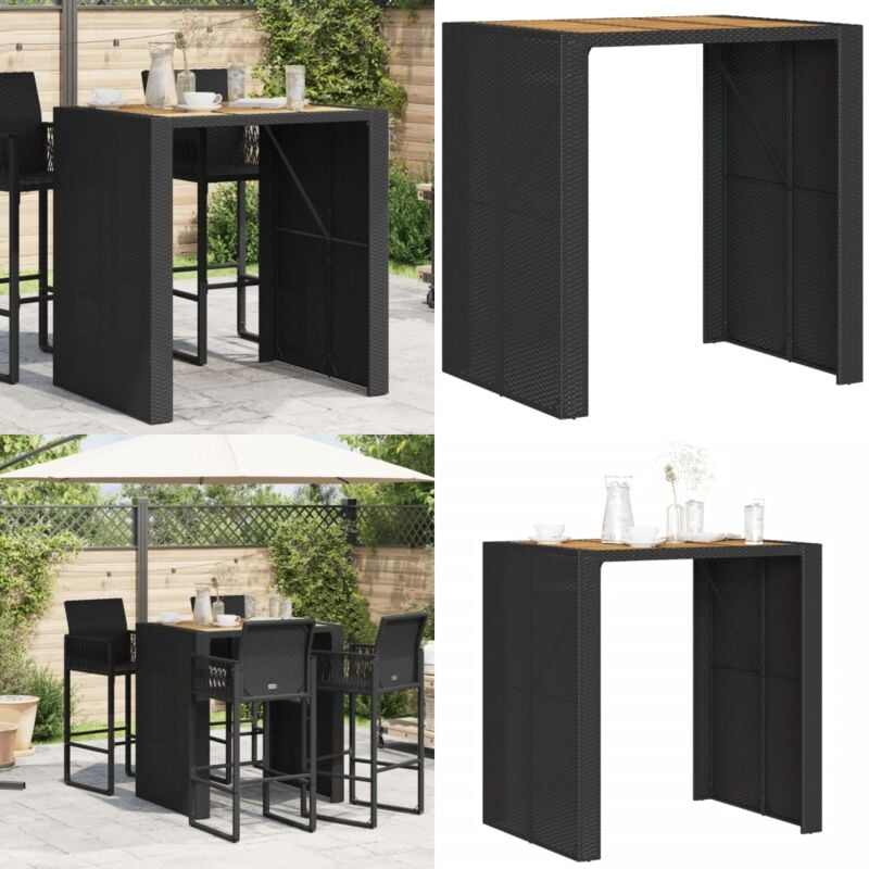 Table de bar de jardin et dessus en bois acacia résine tressée - Table De Jardin - Table Bar - Mobilier De Jardin - Table Extérieure - Table Patio