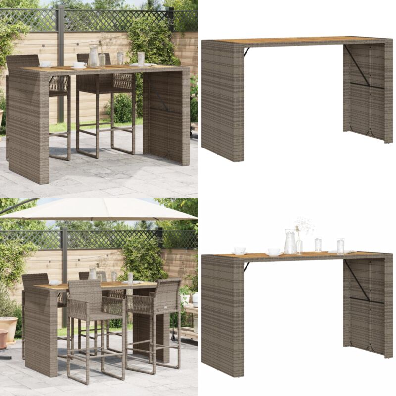 Table de bar de jardin et dessus en bois acacia résine tressée - Table De Jardin - Table De Bar - Mobilier De Jardin - Table Extérieure - Résine