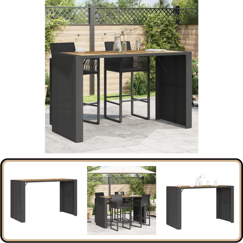 Table de bar de jardin et dessus en bois acacia résine tressée - Table De Jardin - Table De Bar - Mobilier De Jardin - Table Extérieure - Table Patio